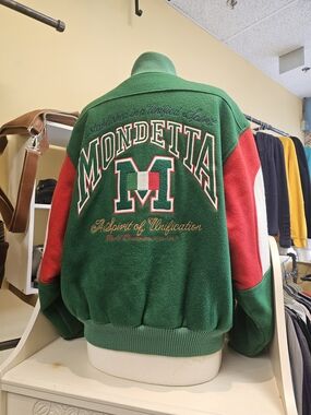 Mondetta Green, Red & White Varsity Bomber Jacket